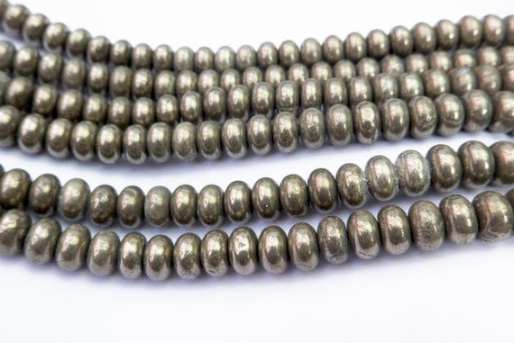 Golden Natural Pyrite Beads - Genuine Pyrite Beads - Pyrite Spacer Beads - Quality Gemstone Smooth Beads - Smooth  Rondelle Beads -15inch