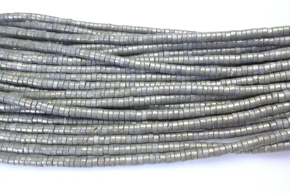 Heishi Pyrite Rondelle  Beads - 4x6mm Gemstone Beads - Jewelry Making Beads - Rondelle Spacer Beads - Rondelle Beads  - 15inch