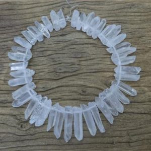 natural quartz crystal raw beads – clear crystal quartz – quartz crystals – crystals beads wholesale – rough crystal point beads -15inch | Natural genuine chip Gemstone beads for beading and jewelry making.  #jewelry #beads #beadedjewelry #diyjewelry #jewelrymaking #beadstore #beading #affiliate #ad