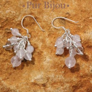 Shop Quartz Crystal Earrings! Boucles Argent 925 – Quartz Rose et Cristal de Roche | Natural genuine Quartz earrings. Buy crystal jewelry, handmade handcrafted artisan jewelry for women.  Unique handmade gift ideas. #jewelry #beadedearrings #beadedjewelry #gift #shopping #handmadejewelry #fashion #style #product #earrings #affiliate #ad