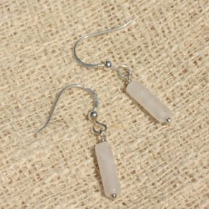 Shop Quartz Crystal Earrings! Earrings 925 sterling silver and stone – Quartz pink columns 13x4mm | Natural genuine Quartz earrings. Buy crystal jewelry, handmade handcrafted artisan jewelry for women.  Unique handmade gift ideas. #jewelry #beadedearrings #beadedjewelry #gift #shopping #handmadejewelry #fashion #style #product #earrings #affiliate #ad