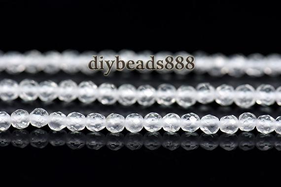 Rock Crystal Quartz,15 Inch Strand Clear Crystal Quartz Faceted Round Beads,white Quartz,clear Quartz,crystal Quartz,crystal Beads,2mm 3mm