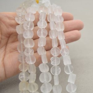 High Quality Grade A Natural Clear Crystal Quartz Semi-precious Gemstone FROSTED / MATTE Disc Coin Beads – 10mm – 15.5" strand | Natural genuine other-shape Gemstone beads for beading and jewelry making.  #jewelry #beads #beadedjewelry #diyjewelry #jewelrymaking #beadstore #beading #affiliate #ad