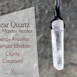Crystal Clear Quartz Necklace, Energy Healing Jewelry, Raw Quartz Pendant, Metaphysical Gifts for Men | Natural genuine Gemstone pendants. Buy handcrafted artisan men's jewelry, gifts for men.  Unique handmade mens fashion accessories. #jewelry #beadedpendants #beadedjewelry #shopping #gift #handmadejewelry #pendants #affiliate #ad