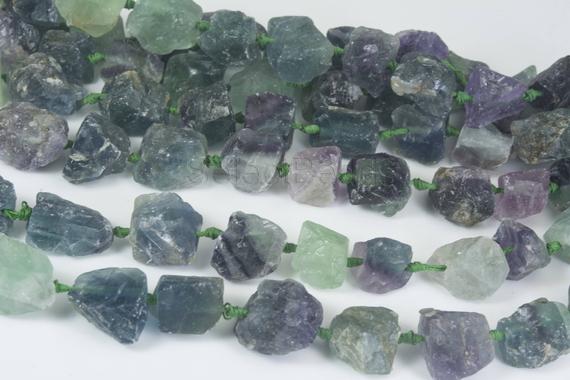 Rainbow Fluorite Gemstone Raw Nuggets - Chunky Natural Fluorite Beads - Rough Gemstone Beads - Gemstone Nugget Beads -15inch