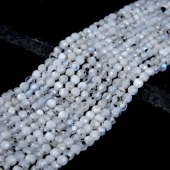 Rainbow Moonstone Gemstone Micro Faceted Round 2mm 3mm 4mm Loose Beads (p10)