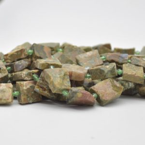 Raw Natural Rhyolite Rectangle Semi-precious Gemstone Beads – 18mm x 13mm – 15" strand | Natural genuine chip Rainforest Jasper beads for beading and jewelry making.  #jewelry #beads #beadedjewelry #diyjewelry #jewelrymaking #beadstore #beading #affiliate #ad