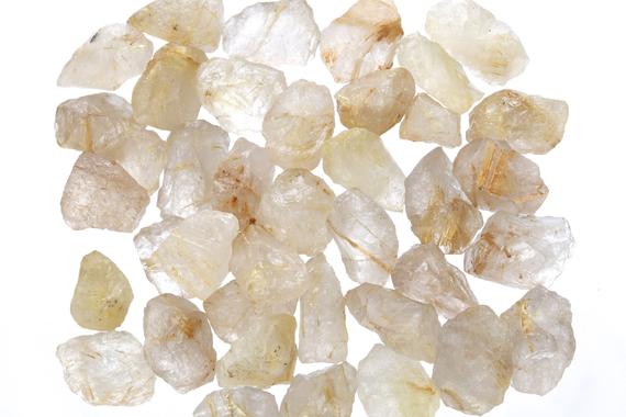 Raw Gold Rutilated Quartz Pieces, Rough Rutile Quartz, Genuine Uncut Quartz Crystal, Bulk Raw Gemstone, Lgrquartz001
