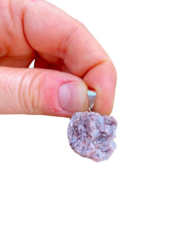 Raw Lepidolite Necklace - Raw Lepidolite Pendant - Healing Crystal Necklace - Healing Necklace - Raw Lepidolite Stone - Crystal Pendant