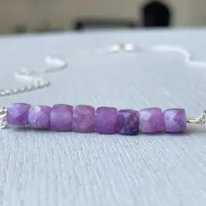 Shop Lepidolite Necklaces! Lepidolite Necklace, Sterling Silver Lepidolite Crystal Necklace, Empath Protection Stones, Crystals for Stress Transition, Libra Birthstone | Natural genuine Lepidolite necklaces. Buy crystal jewelry, handmade handcrafted artisan jewelry for women.  Unique handmade gift ideas. #jewelry #beadednecklaces #beadedjewelry #gift #shopping #handmadejewelry #fashion #style #product #necklaces #affiliate #ad