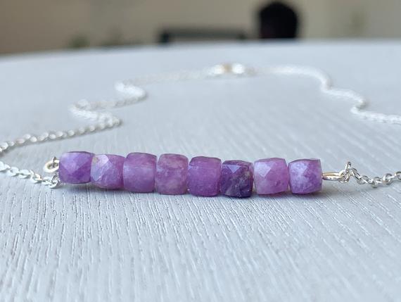Lepidolite Necklace, Sterling Silver Lepidolite Crystal Necklace, Empath Protection Stones, Crystals For Stress Transition, Libra Birthstone