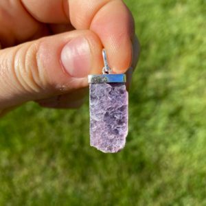 Raw Lepidolite Pendant – Lepidolite Necklace – Healing Crystal Necklace – Rectangle Pendant – Gem Lepidolite – Natural Lepidolite Jewelry | Natural genuine Lepidolite necklaces. Buy crystal jewelry, handmade handcrafted artisan jewelry for women.  Unique handmade gift ideas. #jewelry #beadednecklaces #beadedjewelry #gift #shopping #handmadejewelry #fashion #style #product #necklaces #affiliate #ad