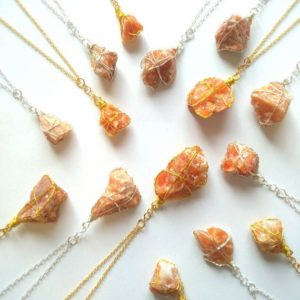 raw orange calcite crystal necklace. | Natural genuine Orange Calcite necklaces. Buy crystal jewelry, handmade handcrafted artisan jewelry for women.  Unique handmade gift ideas. #jewelry #beadednecklaces #beadedjewelry #gift #shopping #handmadejewelry #fashion #style #product #necklaces #affiliate #ad