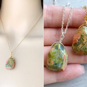 REAL UNAKITE CRYSTAL Necklace – Unakite Jasper Necklace – Raw Unakite Pendant – Unakite Jewelry – Gold Filled – Sterling Silver – Boho Stone | Natural genuine Unakite necklaces. Buy crystal jewelry, handmade handcrafted artisan jewelry for women.  Unique handmade gift ideas. #jewelry #beadednecklaces #beadedjewelry #gift #shopping #handmadejewelry #fashion #style #product #necklaces #affiliate #ad