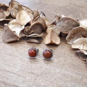 Shop Red Jasper Earrings! Tiny Red Jasper Earrings for Woman – Round Red Jasper Earrings – Stud Red Jasper Earrings – Dainty Earrings – Red Jasper Jewelry | Natural genuine Red Jasper earrings. Buy crystal jewelry, handmade handcrafted artisan jewelry for women.  Unique handmade gift ideas. #jewelry #beadedearrings #beadedjewelry #gift #shopping #handmadejewelry #fashion #style #product #earrings #affiliate #ad