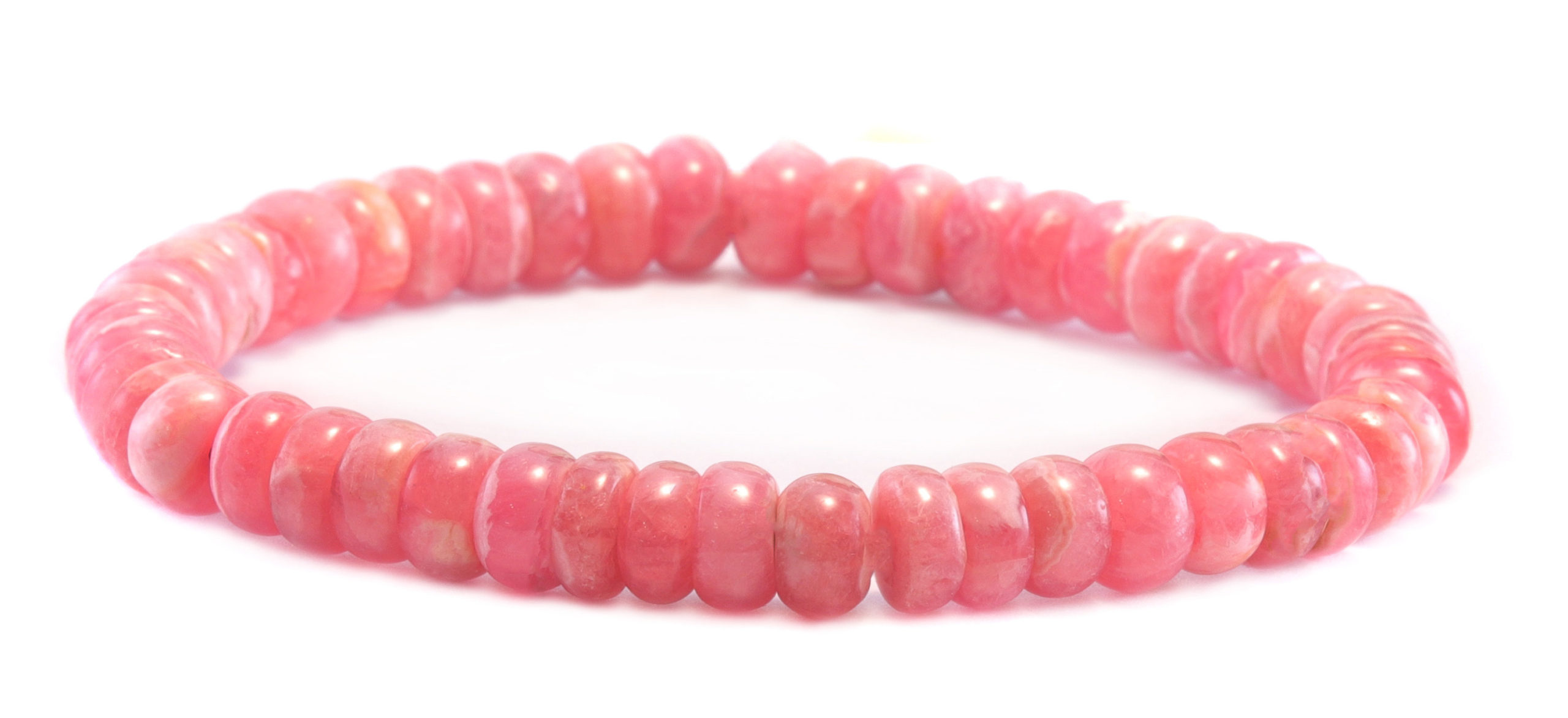 Rhodochrosite Bracelet Natural Soft Pink Round Smooth Stones Solid Strand Stretchy Aaa Quality  Spyglass Designs 6.5  7 Inch Adjustable