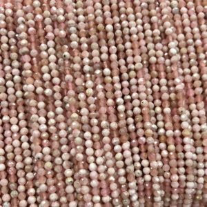 Shop Rhodochrosite Faceted Beads! Rhodochrosite Faceted Bead, Natural Gemstone Beads, Red Small Round Stone Beads 2mm 3mm 4mm 15'' | Natural genuine faceted Rhodochrosite beads for beading and jewelry making.  #jewelry #beads #beadedjewelry #diyjewelry #jewelrymaking #beadstore #beading #affiliate #ad