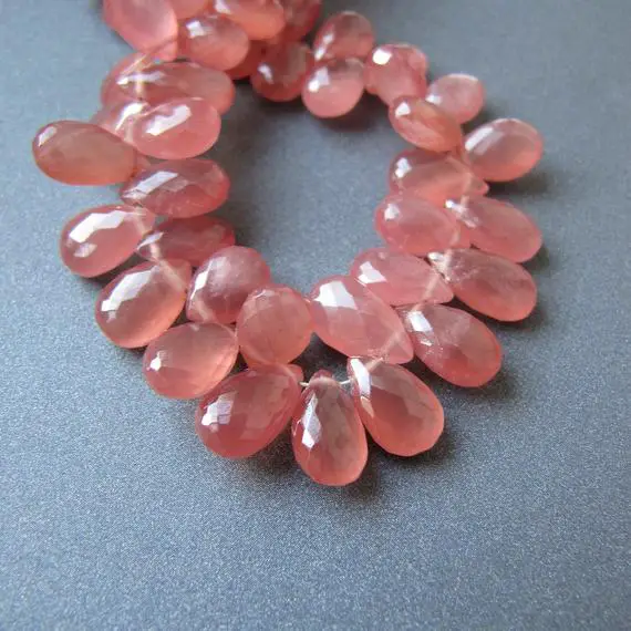 New Price Great Deal • Rhodochrosite Flat Pears • 6-11mm • Aa+ Micro Faceted • Natural Gemstone • Peru • Nude Salmon Tan Rose Coral •