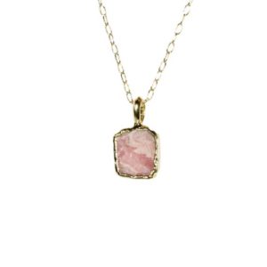 Rhodochrosite necklace, pink crystal pendant, pink stone necklace, healing crystal jewelry, light pink crystal, 14k gold filled chain | Natural genuine Array jewelry. Buy crystal jewelry, handmade handcrafted artisan jewelry for women.  Unique handmade gift ideas. #jewelry #beadedjewelry #beadedjewelry #gift #shopping #handmadejewelry #fashion #style #product #jewelry #affiliate #ad