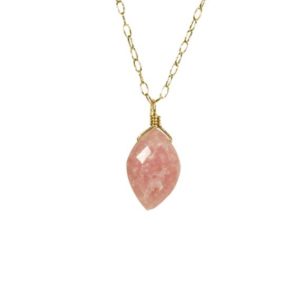 Shop Rhodochrosite Jewelry! Rhodochrosite necklace, pink crystal pendant, healing crystal necklace, dainty gold necklace, marquise shape, 14k gold filled chain | Natural genuine Rhodochrosite jewelry. Buy crystal jewelry, handmade handcrafted artisan jewelry for women.  Unique handmade gift ideas. #jewelry #beadedjewelry #beadedjewelry #gift #shopping #handmadejewelry #fashion #style #product #jewelry #affiliate #ad