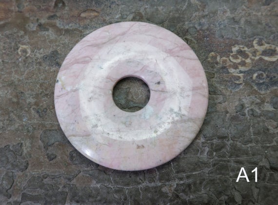 Soft Pink Rhodochrosite Pendant - Natural Pink Gemstone Donuts - 50mm Large Circle Gemstone - Genuine Jewelry Pendant -natural Stone Pendant