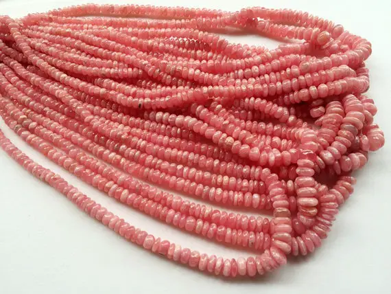 4.5-7.5mm Rhodochrosite Plain Rondelle Beads, Natural Rhodochrosite Beads, Rhodochrosite Beads For Jewelry (8in To 16in Options) - Aga5