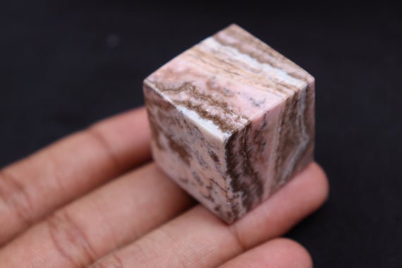 Rhodochrosite Cube Stone | Cube Stone Pink Patterns Cube | Gemstone | Healing Stone | Crystal Cube | Pocket Stone | Rhodochrosite Cube Stone