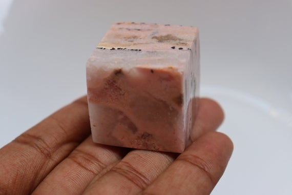 Rhodochrosite Cube Stone | Cube Stone Pink Patterns Cube | Gemstone | Healing Stone | Crystal Cube | Pocket Stone | Rhodochrosite Cube Stone