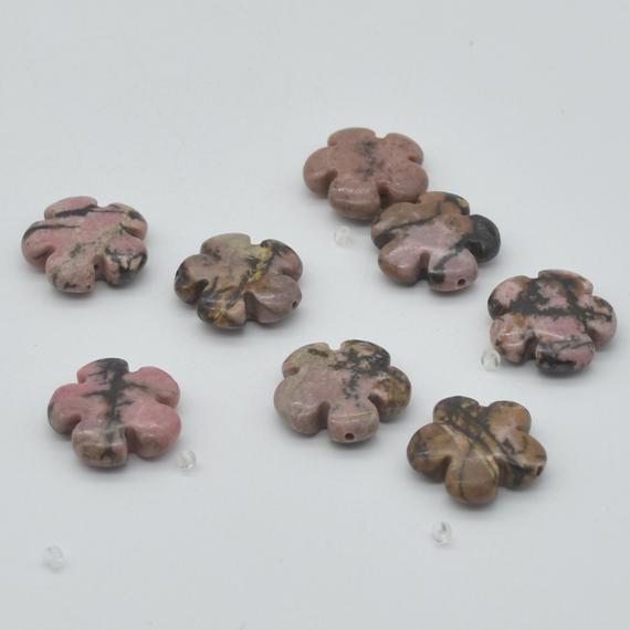 Natural Rhodonite Semi-precious Gemstone Flower Beads - 20mm -  15" - 16" Strand