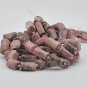 Shop Rhodonite Bead Shapes! High Quality Grade A Natural Rhodonite Semi-precious Gemstone FROSTED MATT Tube Beads – 15" strand | Natural genuine other-shape Rhodonite beads for beading and jewelry making.  #jewelry #beads #beadedjewelry #diyjewelry #jewelrymaking #beadstore #beading #affiliate #ad