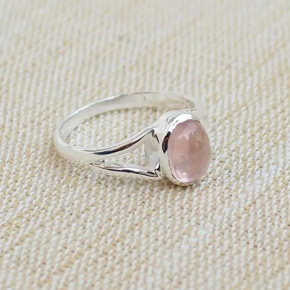 Rose Quartz Sterling Silver Ring, Gift For Her, Pink Quartz, Natural Gemstone, Love Stone, Statement Ring, Promise Ring, Valentine Gift Idea
