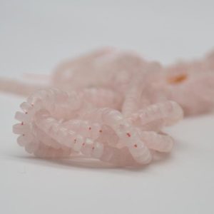 Shop Rose Quartz Rondelle Beads! High Quality Grade A Natural Rose Quartz Semi-Precious Gemstone Flat Heishi Rondelle / Disc Beads – approx 4mm x 2mm – 15.5" strand | Natural genuine rondelle Rose Quartz beads for beading and jewelry making.  #jewelry #beads #beadedjewelry #diyjewelry #jewelrymaking #beadstore #beading #affiliate #ad