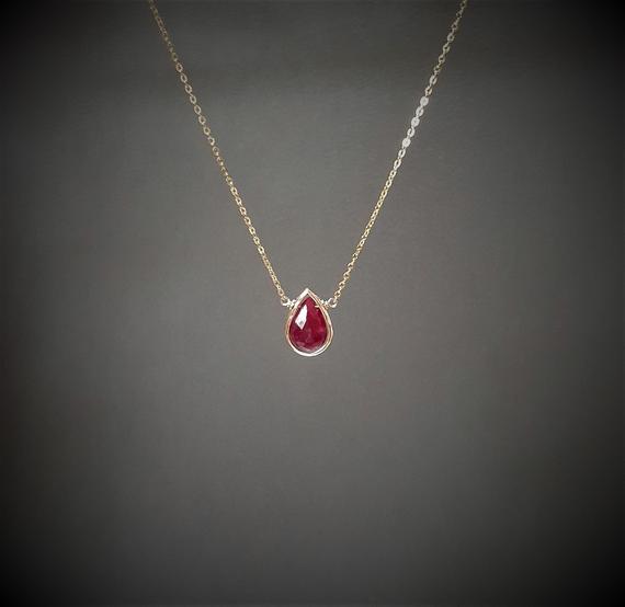 Genuine Ruby Necklace, July Birthstone / Handmade Jewelry / Ruby Pendant, Necklaces For Women, Gold Or Silver Necklace, Delicate Layering