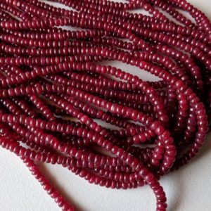 Shop Ruby Rondelle Beads! 3.5mm Ruby Red Corundum Plain Beads, Red Corundum Plain Rondelle Beads, Red Corundum For Jewelry (8IN To 16IN Options) – AAG39 | Natural genuine rondelle Ruby beads for beading and jewelry making.  #jewelry #beads #beadedjewelry #diyjewelry #jewelrymaking #beadstore #beading #affiliate #ad