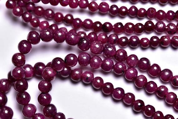 Ruby Round Bead - 16 Inches,beautiful Natural Ruby Smooth Round Beads,size Is 3.50-4.50mm #688