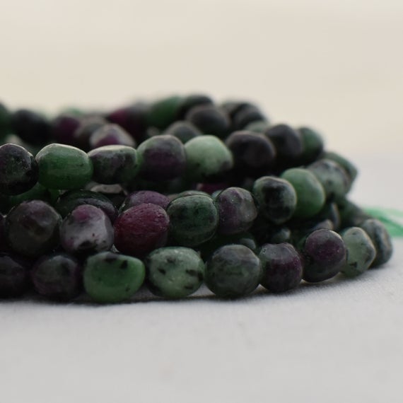 Natural Ruby Zoisite Semi-precious Gemstone Tumbled Stone Nugget Pebble Beads - 5mm - 8mm - 15" Strand