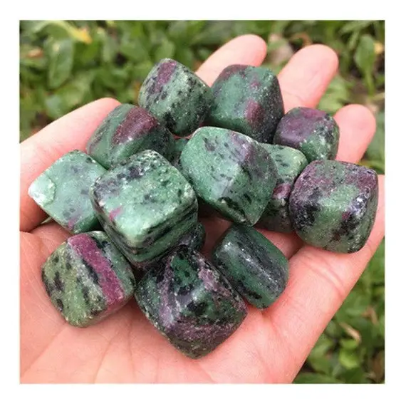 Ruby Zoisite Cube Hand Carved Tumbled Crystals, Healing Gemstones For Home Decoration