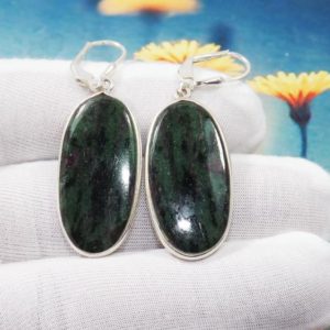 Huge Ruby zoisite Earrings, Leverback Earring, Bezel Earring, Huge stone Earring, Birthstone Earring, For Her Earring, Size 14x29MM,JPY0615 | Natural genuine Gemstone earrings. Buy crystal jewelry, handmade handcrafted artisan jewelry for women.  Unique handmade gift ideas. #jewelry #beadedearrings #beadedjewelry #gift #shopping #handmadejewelry #fashion #style #product #earrings #affiliate #ad