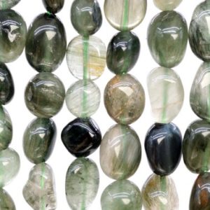 Shop Rutilated Quartz Chip & Nugget Beads! Genuine Natural Rutilated Quartz Gemstone Beads 7-9MM Green Pebble Nugget AA Quality Loose Beads (108434) | Natural genuine chip Rutilated Quartz beads for beading and jewelry making.  #jewelry #beads #beadedjewelry #diyjewelry #jewelrymaking #beadstore #beading #affiliate #ad