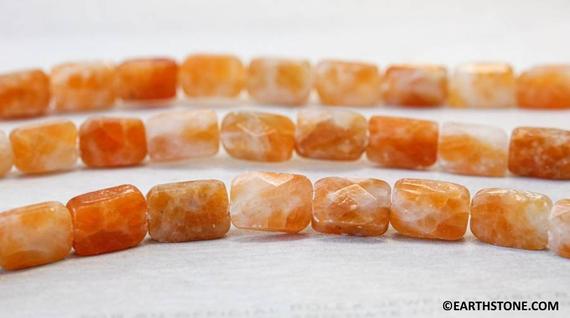 S/ Orange Calcite 6x9mm Cushion Cut Beads 15.5" Strand Natural Gemstone Beads For Jewelry Making