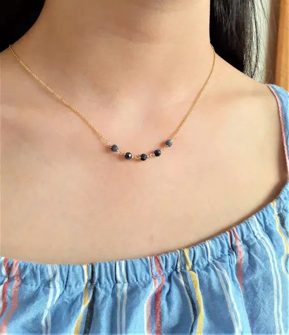 Blue Sapphire Necklace, September Birthstone / Handmade Jewelry / Necklaces For Women, Gemstone Necklace, Gemstone Choker, Dainty Choker