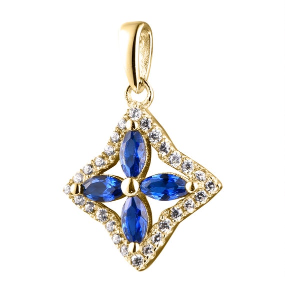 Sapphire Pendant Necklace In 14k Gold-natrual Sapphire With Diamonds. Free Shipping In The Usa
