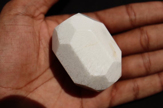 Scolecite 26 Sided Polished Stone  , Crystal Polished Stone  Scolecite Stone Crystal Stone Scolecite Cube Stone Spiritual Visions, Scolecite