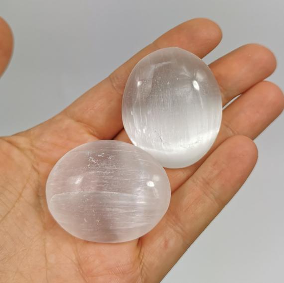 Selenite Palm Stone 5-7 Cm | Selenite Tumbled Stone | Crystals Charging | Stress Relief Crystal | Meditation Gift |  Crystals Lover Gift