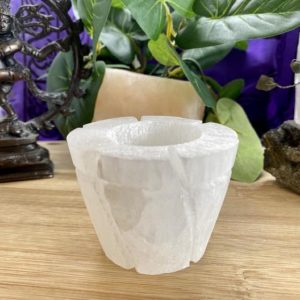 Shop Selenite Shapes! Flower pot Selenite crystal candle holder votive altar satin spar gypsum sphere stand | Natural genuine stones & crystals in various shapes & sizes. Buy raw cut, tumbled, or polished gemstones for making jewelry or crystal healing energy vibration raising reiki stones. #crystals #gemstones #crystalhealing #crystalsandgemstones #energyhealing #affiliate #ad