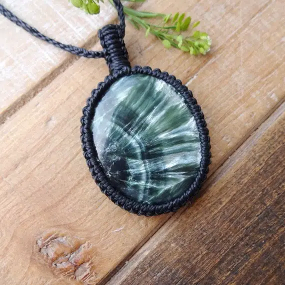 Green Seraphinite Necklace / Heart Chakra Amulet