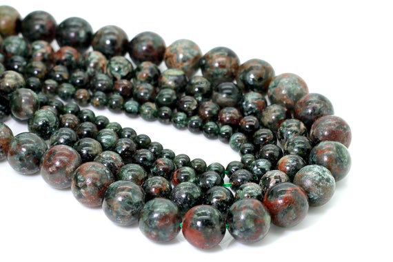 Natural Serpentine, Russian Serpentine Smooth Round Sphere Loose Gemstone Beads - Rn133