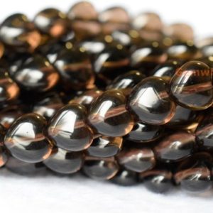 16" 8mm Natural smoky quartz fat heart beads, grey crystal semi-precious stone YGLO | Natural genuine other-shape Smoky Quartz beads for beading and jewelry making.  #jewelry #beads #beadedjewelry #diyjewelry #jewelrymaking #beadstore #beading #affiliate #ad