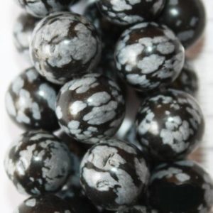Shop Snowflake Obsidian Round Beads! Natural Snowflake Obsidian Beads – Round 10 mm Gemstone Beads – Full Strand 16", 37 beads, AA Quality | Natural genuine round Snowflake Obsidian beads for beading and jewelry making.  #jewelry #beads #beadedjewelry #diyjewelry #jewelrymaking #beadstore #beading #affiliate #ad