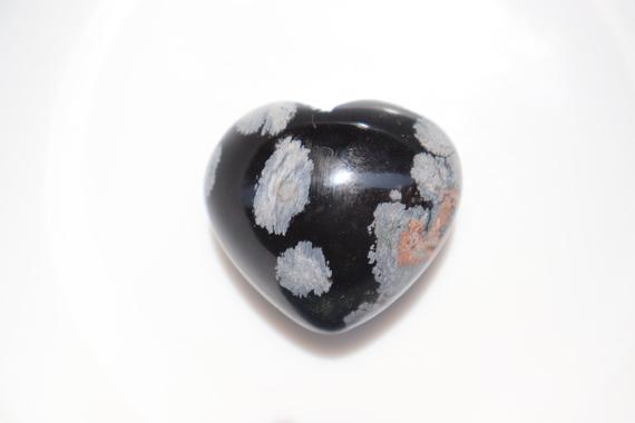 Snowflake Obsidian Heart, Base & Solar Plexus Chakras Healing Stone Sphere,  Grounding Snowflake Obsidian Polished Crystal. Pocketstone